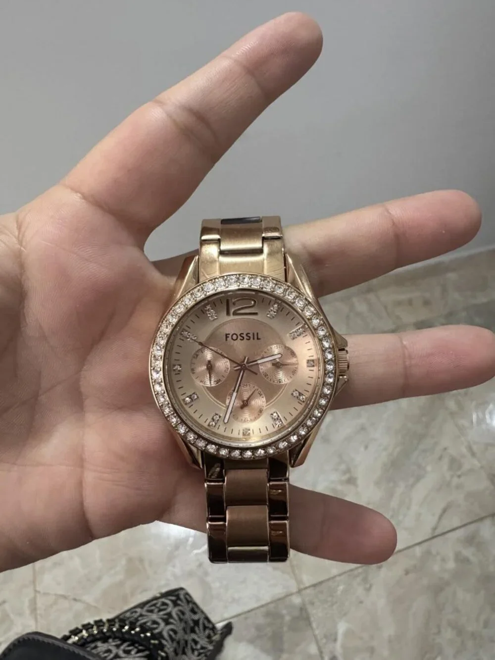 Fossil Women's Rose Gold Analog Quartz Riley Stainless Steel Multifunction Watch